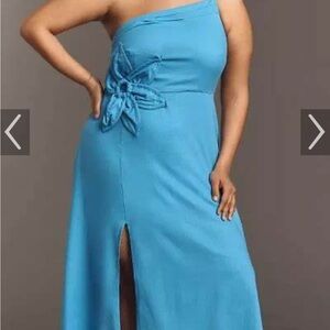 Eloquii One Shoulder Linen Blend Dress